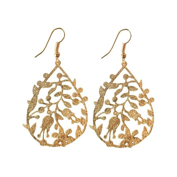 Gold Filigree Teardrop Earrings - Picture 4 of 4